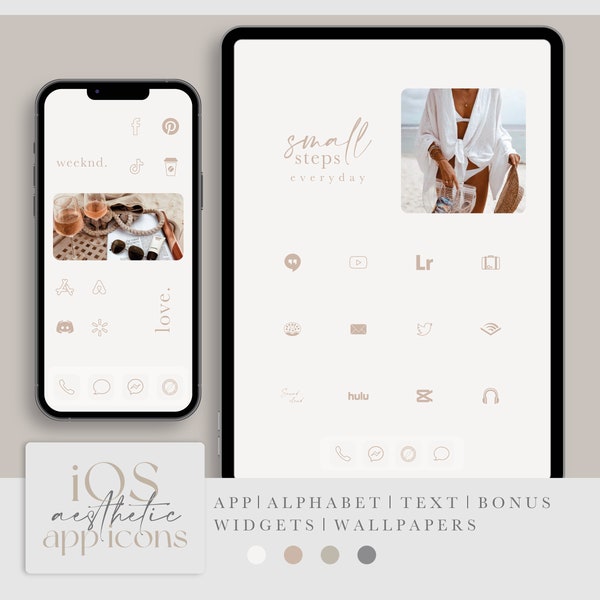 iOS light neutral pack - aesthetic original homescreen for iPhone and iPad - widgets and wallpapers