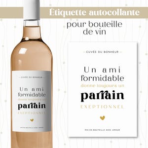 Etiqueta de botella de vino: un gran amigo siempre es un padrino excepcional. Regalo para anunciar un embarazo.