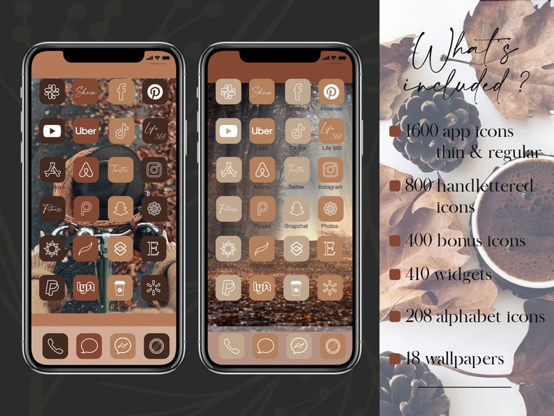 IOS 14 fall icons autumn app icons pack aesthetic fall | Etsy