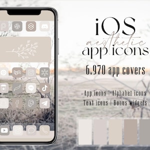 iOS neutral app icons, pack of soft beige icons, aesthetic neutral widgets, wallpapers, handwriting and alphabet app icons