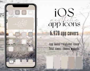 iOS neutral app icons, pack of soft beige icons, aesthetic neutral widgets, wallpapers, handwriting and alphabet app icons