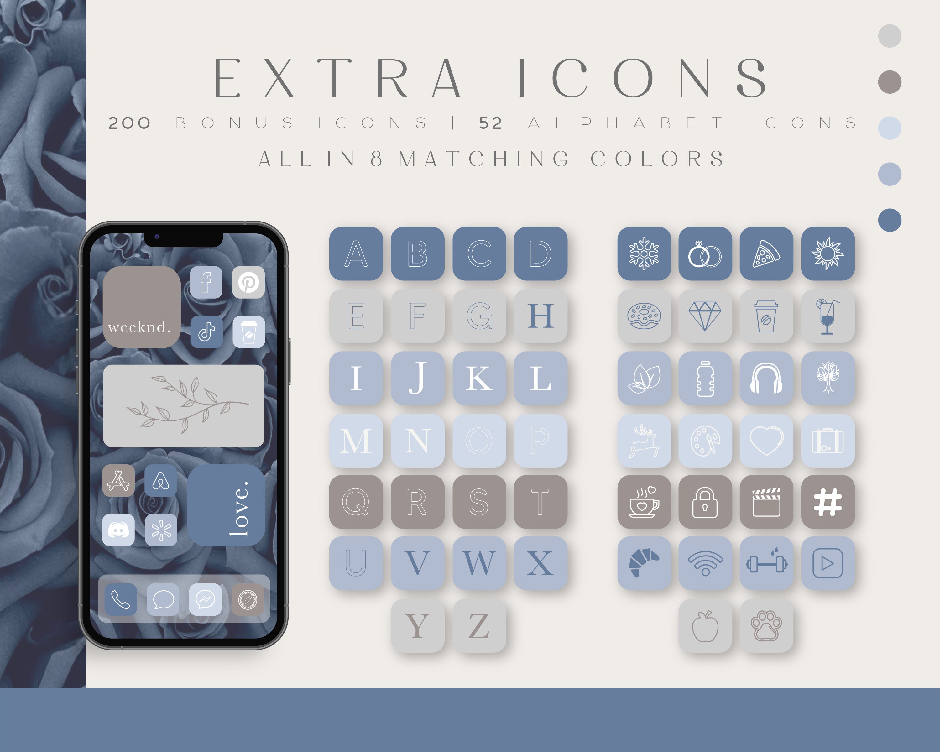 Ios Blue App Icons, Neutral Blue and Beige Icon Pack - Aesthetic ...