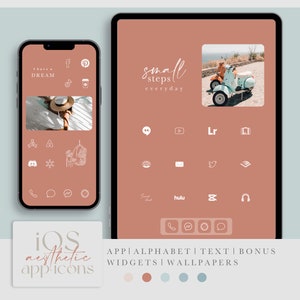 iOS summer icon pack, minimalist green water and brown homescreen for iPhone and iPad - widgets and wallpapers