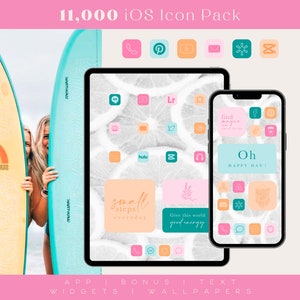 iOS neon app icons, bright colored icon pack - aesthetic original homescreen for iPhone and iPad - widgets and wallpapers