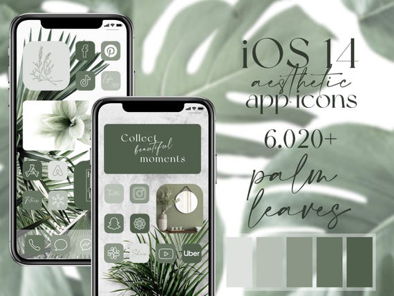 iOS icônes d'application vertes, widgets, fonds d'écran - camaieu de vert