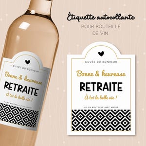 Étiquette départ en retraite pour bouteille de vin, cadeau pour jeune retraité