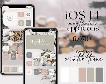 Winter time iOS app icons, light neutral icon pack, aesthetic original winter widgets and wallpapers