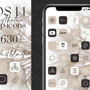Neutral iOS 14 app icons, aesthetic neutral pack icons, aesthetic line art widgets, wallpapers - boho neutral widgets
