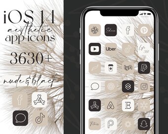 Neutral iOS 14 app icons, aesthetic neutral pack icons, aesthetic line art widgets, wallpapers - boho neutral widgets