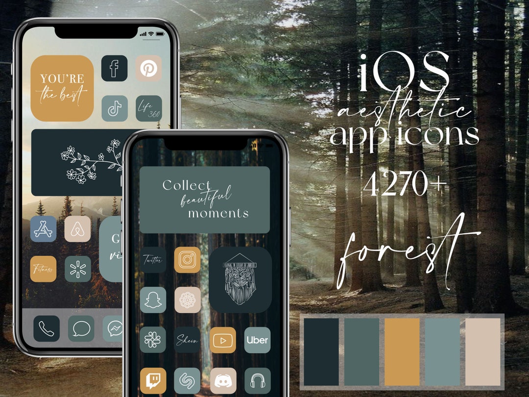Iconos, widgets y fondos de pantalla de iOS Forest Green: iconos de ...