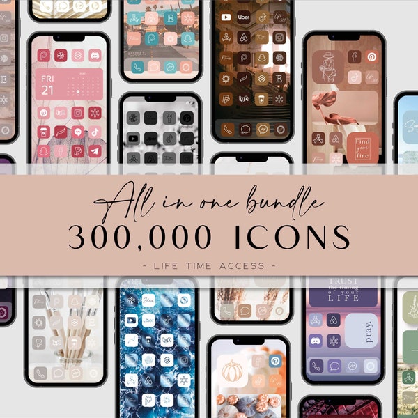 300 000 icônes iOS pour iPhone et iPad, widgets, fonds d'écran - assortiment complet de couleurs