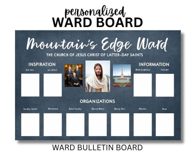 WARD BOARD Ward Bulletin Board Personalized Easy Ready to Hang The Church of Jesus Christ of Latter-day Saints LDS Ward Bishop image 1