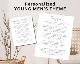 Young Men Theme Printable | Personalized |Instant Digital Download for Young Men | LDS Young Men | YM Theme | Aaronic Priesthood Theme