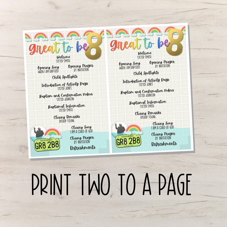 EDITABLE: Great to Be 8 Program - Etsy