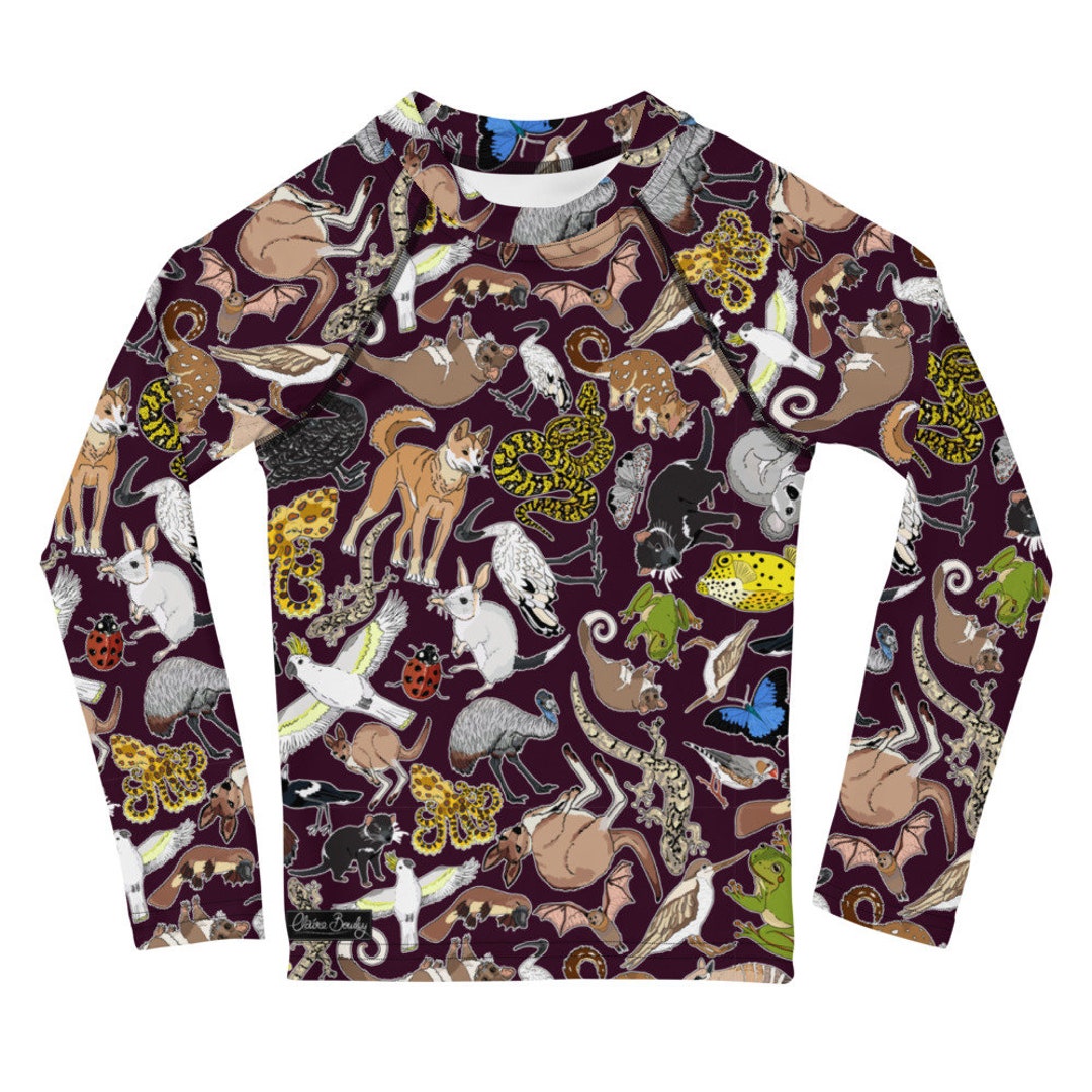 Kids Australian Animals Rash Guard Deep Purple - Etsy