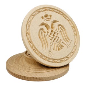 Sigillo della Prosfora del Pane Sacro Aquila bicipite 16,5 cm / Sigillo in legno di alta qualità profondamente inciso