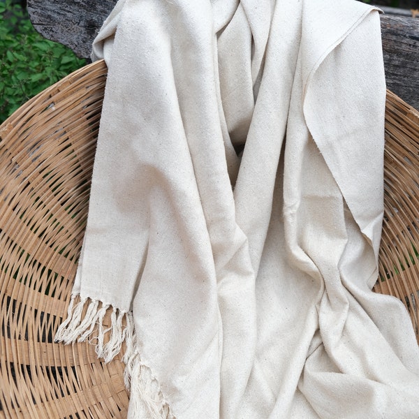 Earthy Raw Silk Shawl, LIGHT BROWN, Handwoven Plant Dyed ,Meditation shawl, Peace shawl