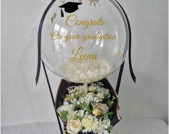 Personalized Balloon Bouquet Artificial Flowers & Chocolates Gift