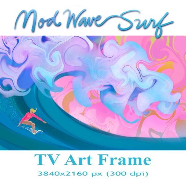 TV Frame Surfer Girl, Ocean Wave Art, Summer Art, Surf, California, Hawaii, Beach Life, Women’s Surfing, Women’s Sports,