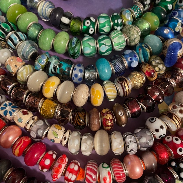 Beautiful Glass Lampwork Beads Large Hole Beads by Color or Mix