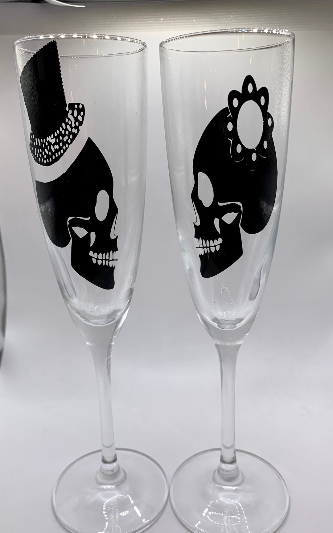Skeleton Couple Champagne Flutes Etsy