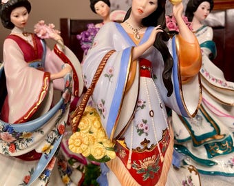 Lena Liu, Porcelain Danbury Mint Figurines Plum Blossom, and