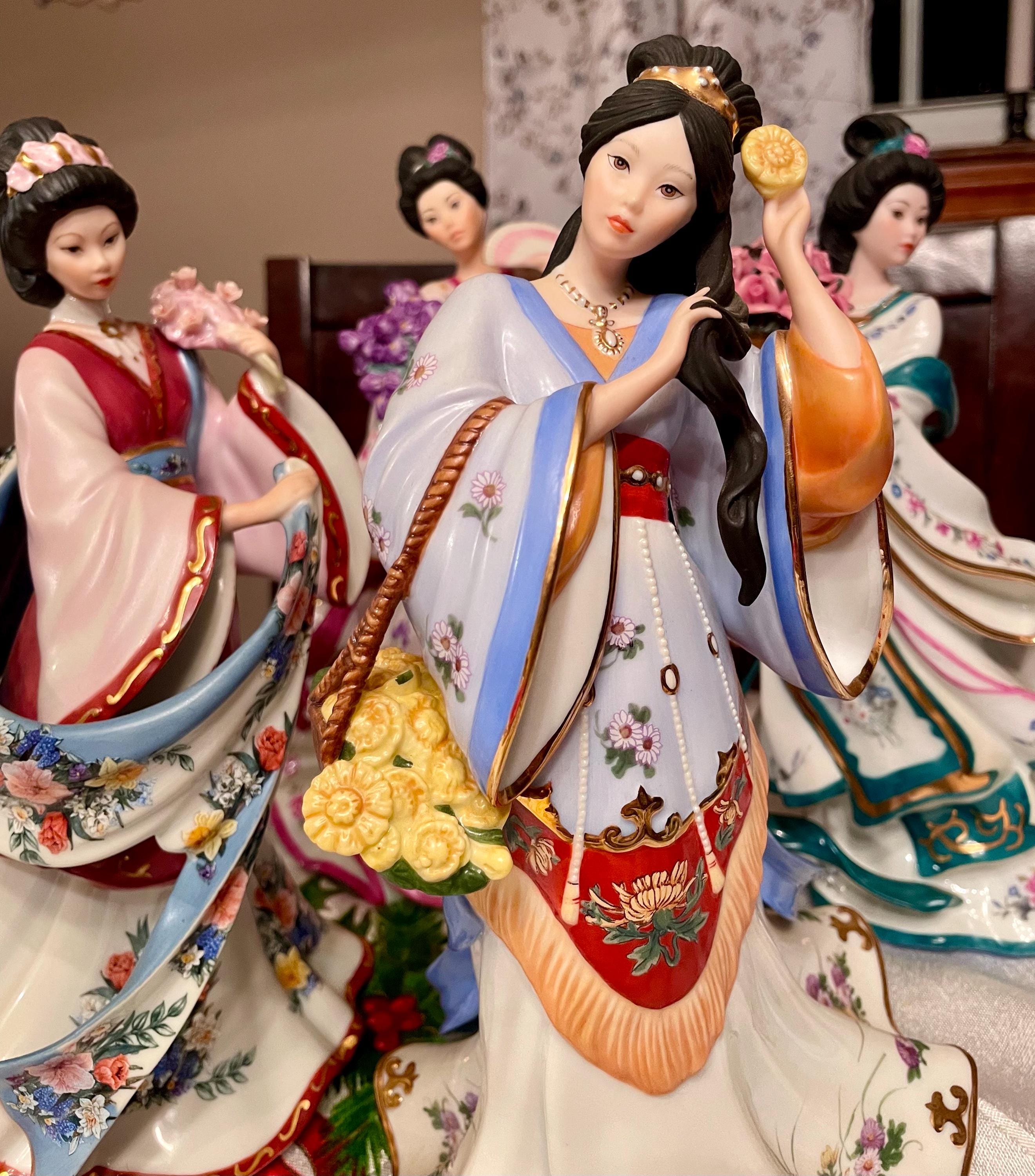 Lena Liu, Porcelain Danbury Mint Figurines Plum Blossom, and