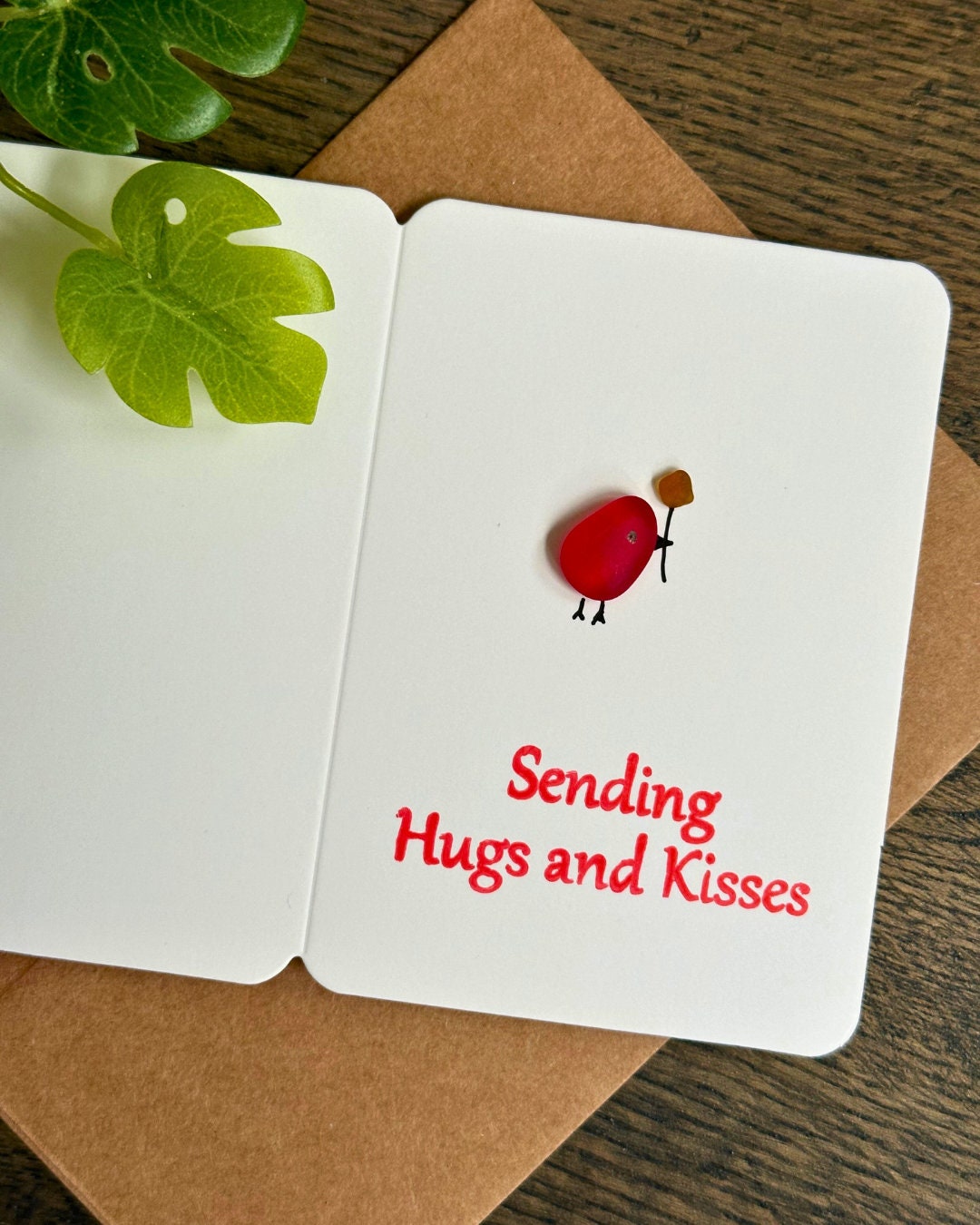 Sea Glass Bird Card: Long Distance Hugs, Mini Greeting - Etsy
