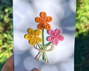 Handmade Quilled Flowers Greeting Card