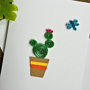 Carte 3D cactus, carte quilling avec cactus en pot, jolie carte de voeux 3D