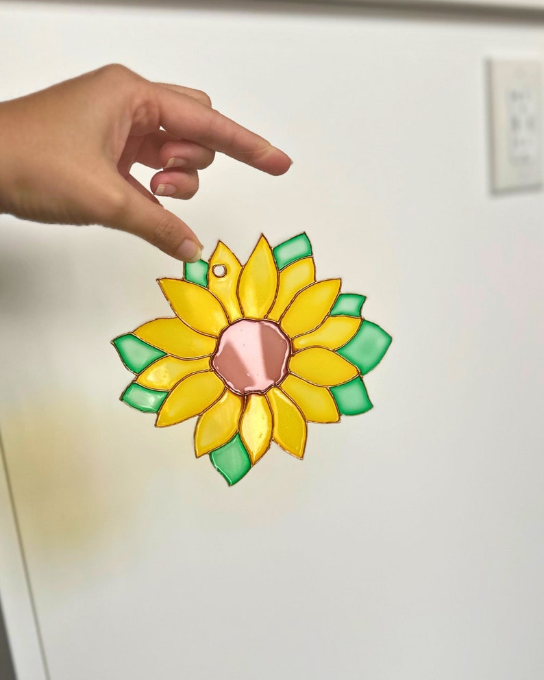 Sunflower Suncatcher, Acrylic Sun Catcher, Glass Art Painting, Window