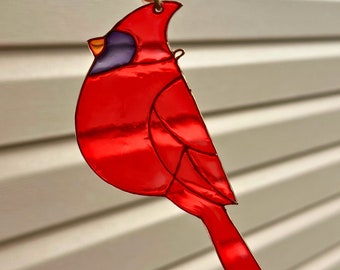 Cardinal Suncatcher, Acrylic Sun catcher, Glass Art Painting, Bird Art Decor, Wildlife Home decor, Unique gift, colorful glass suncatcher