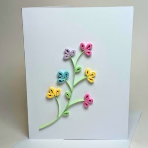 Carte de voeux piquante en papier pastel fleur de fleur de printemps - Design floral printanier fabriqué à la main - Parfait pour Pâques, cadeau de fête des mères