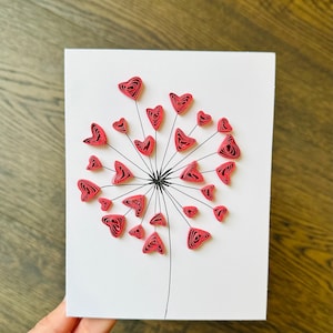 Carte de voeux coeurs piquants 3D, mot d'amour réfléchi mignon, carte de quilling artistique faite main, cartes de correspondance mignonnes, voeux uniques, fait main