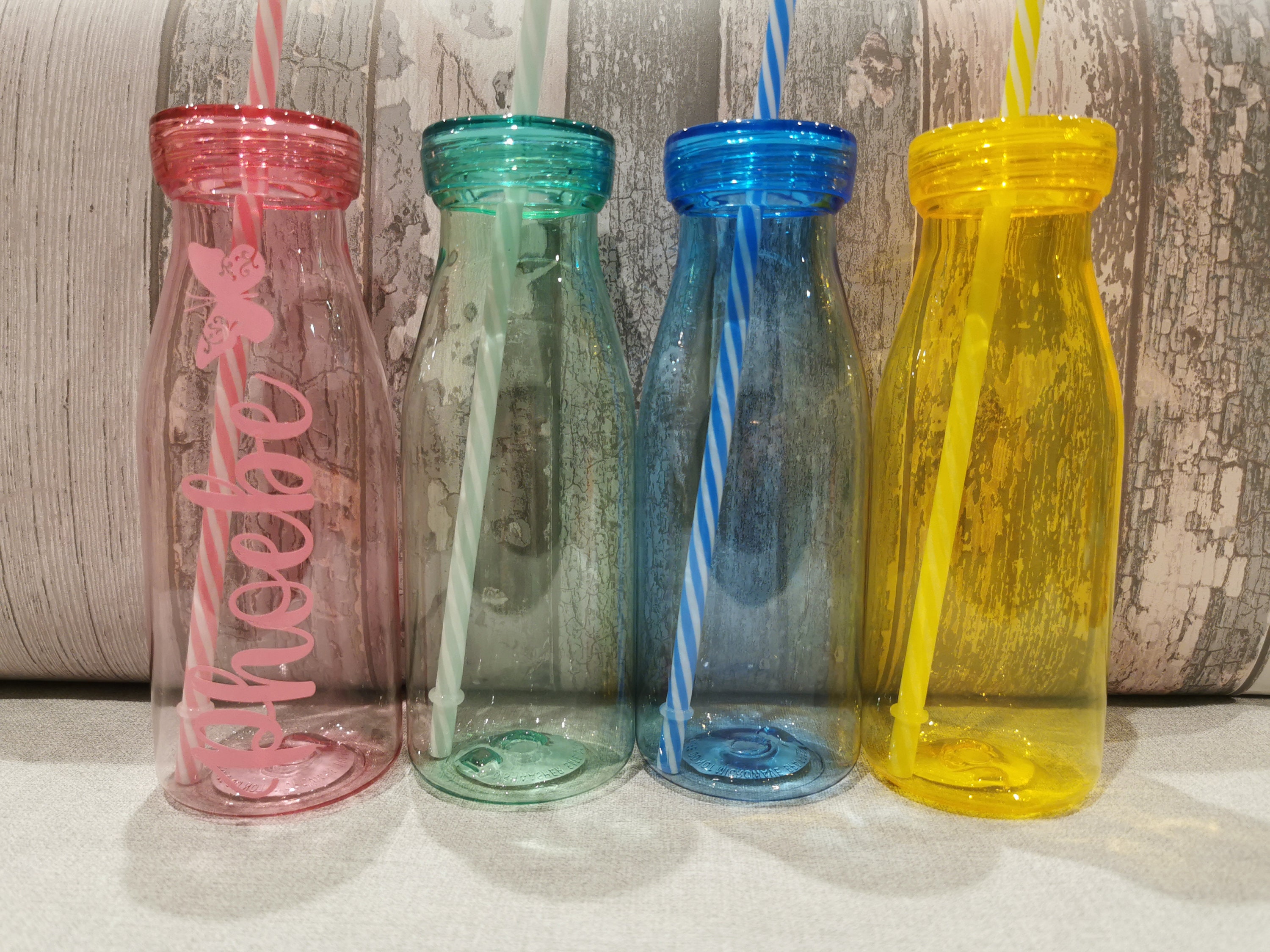 Personalised milk bottle with straw Etsy