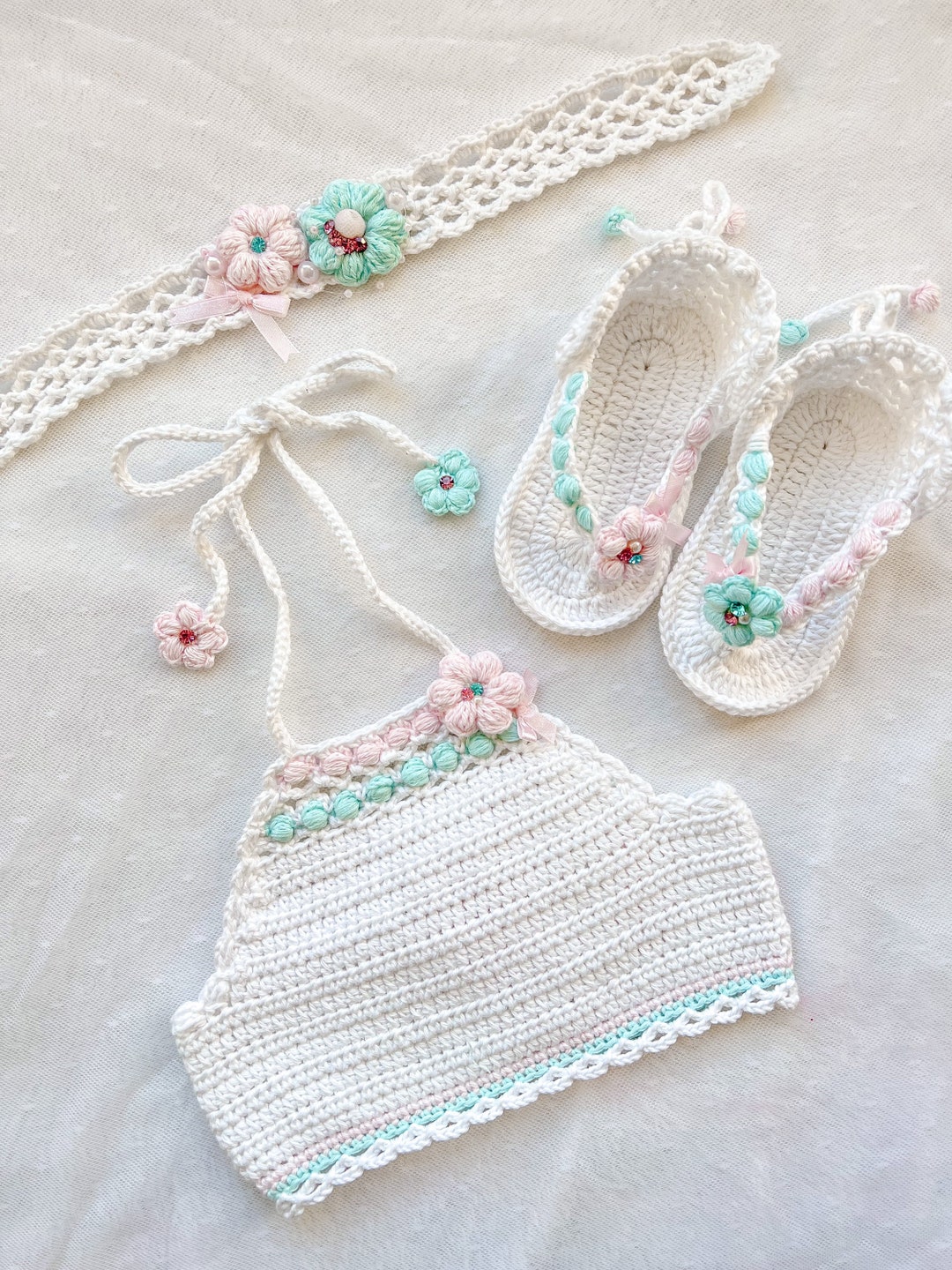 Halter Top Baby Set Baby Clothes Baby Crochet Set Baby Halter Top Baby