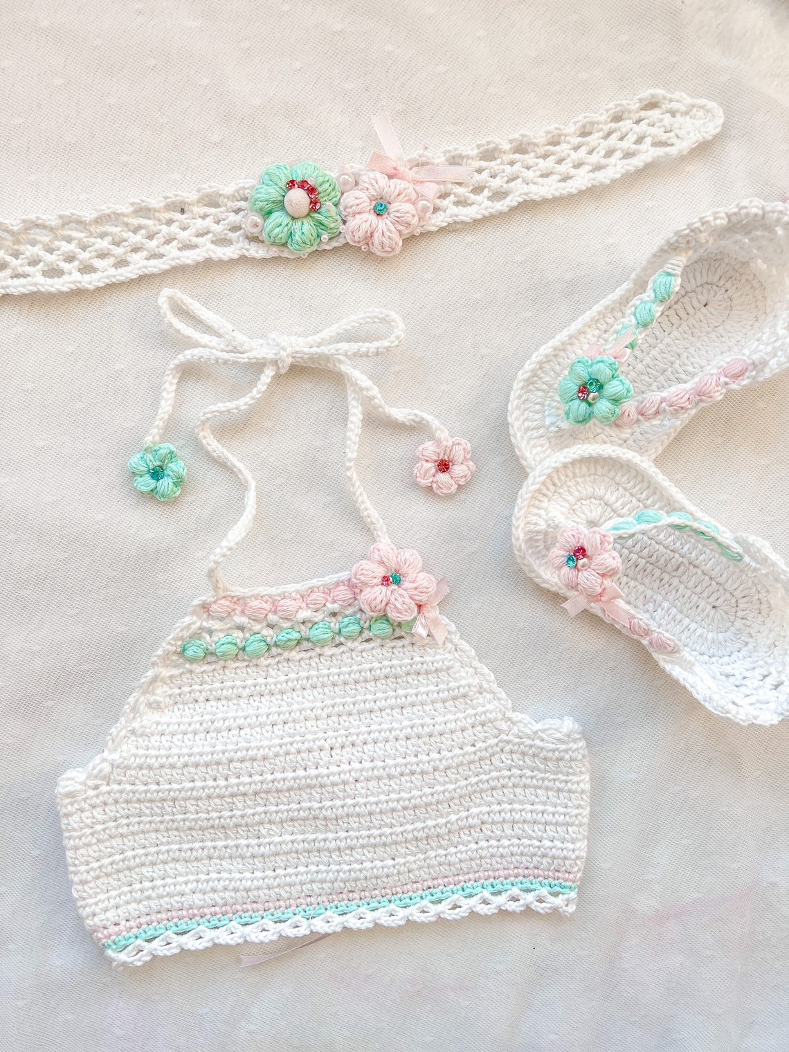 Halter Top Baby Set Baby Clothes Baby Crochet Set Baby Halter Top Baby
