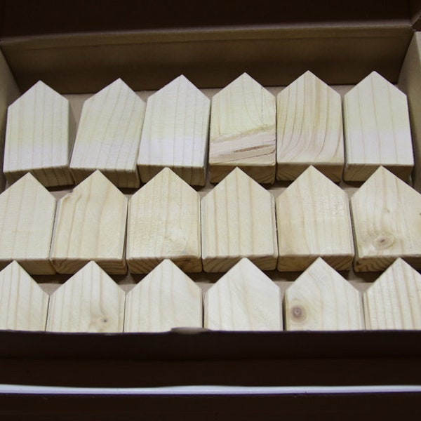 Set casetta in legno composto da 18 pezzi grezzi per case in legno da dipingere, legno, pezzi grezzi, set fai da te per bambini