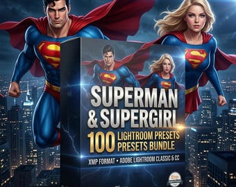 Superman Supergirl Lightroom Presets XMP Bundel | 100 DC Comic Geïnspireerde Presets voor Lightroom Classic CC | Rood Blauwe Cinematische