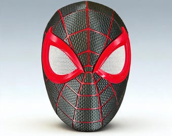 SpiderMan Marvel Miles Morales PS5 Textured Helmet STL 3MF 3D Model Cosplay Download