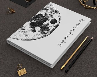 The Moon Made Me Do It Minimalist Journal, Back to School, Note-Taking, Notebook, Personal Feelings Ruled Journal, Hardcover