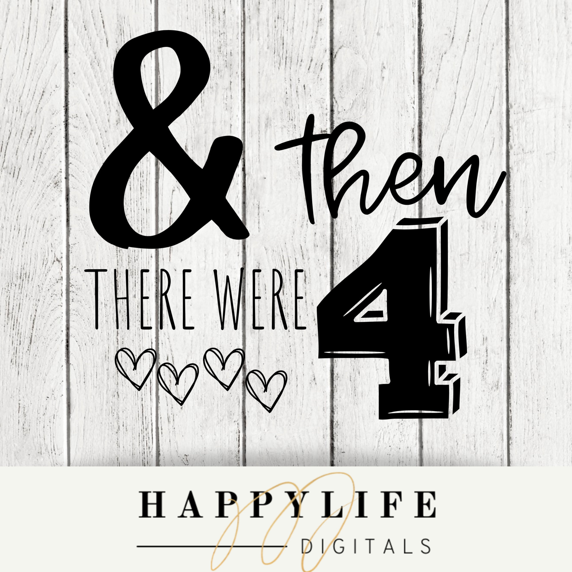 And Then There Were 4new Baby Additionbirth Announcement Digital
