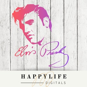 Elvis Presley mit Signatur bunte PNG Bild