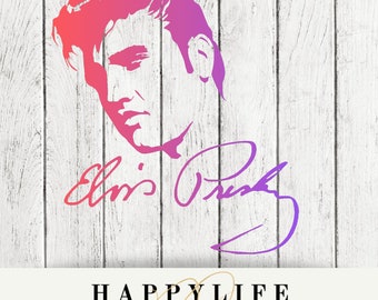 Elvis Presley with signature colorful PNG Image