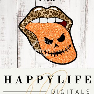 Kürbis Zunge und Gepard lippen PNG, Halloween Mund Sublimation