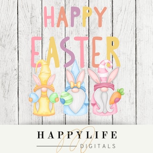 Happy Easter Gnome Easter Sublimation PNG Image