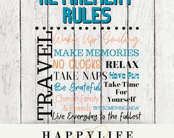 Retirement Rules No Clocks, Take Naps SVG, PNG Digital download, Cut file
