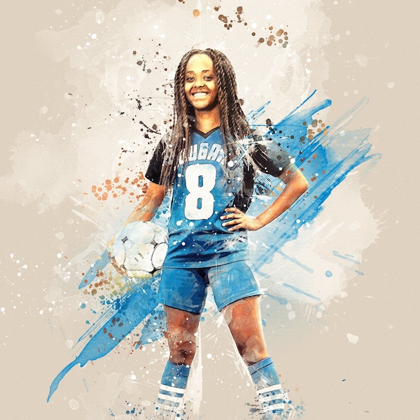 CUSTOM SPORTS PORTRAIT/ Personalized Sports Action Poster from Your Photo/ Bedroom Art/ Customized Athletes Poster/ Sports Gift for Child