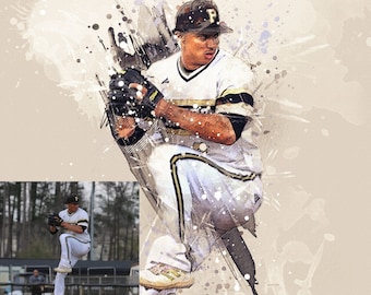 CUSTOM SPORTS PORTRAIT/ Personalized Sports Action Poster from Your Photo/ Bedroom Art/ Customized Athletes Poster/ Sports Gift for Child