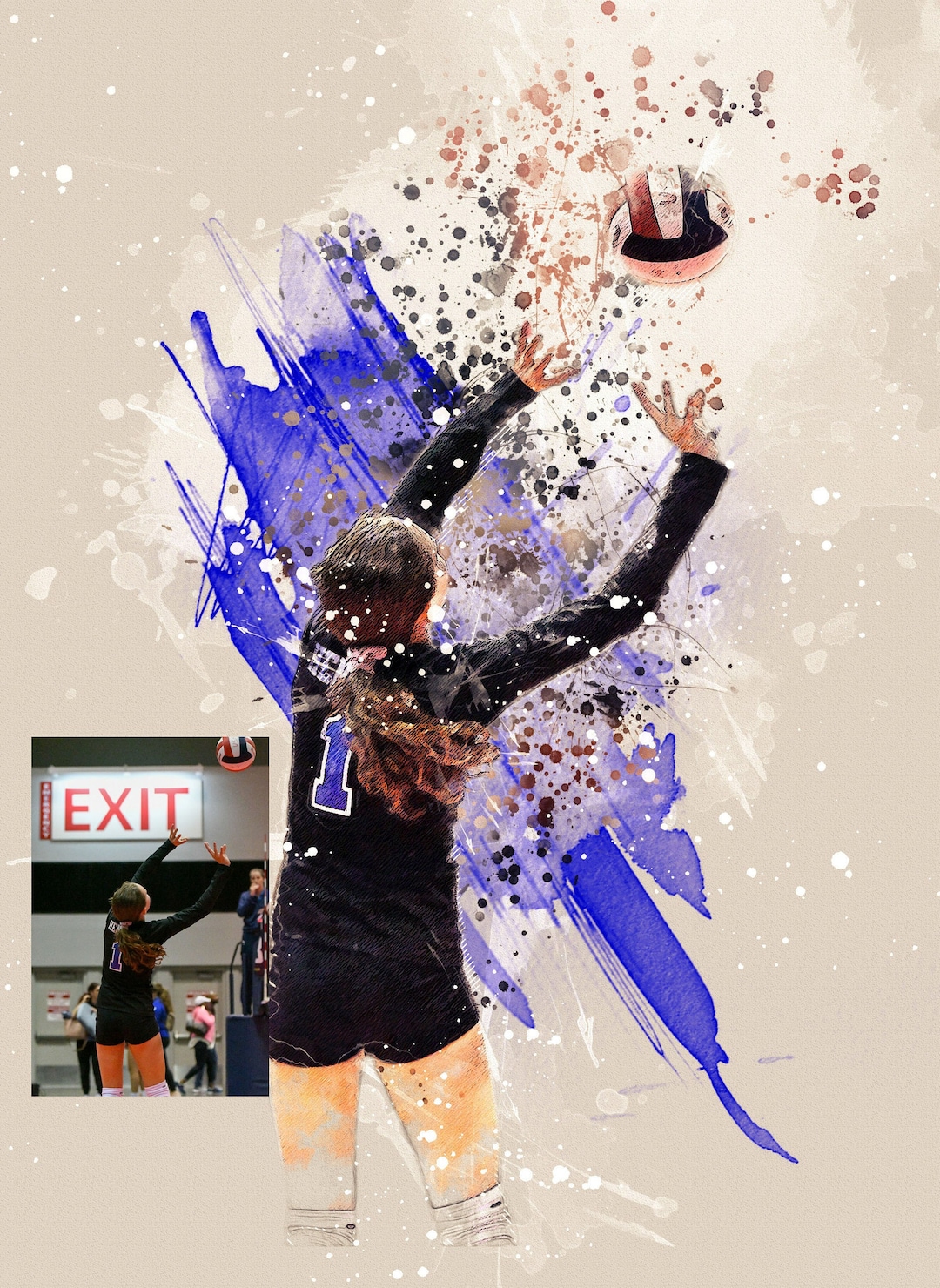 CUSTOM SPORTS PORTRAIT/ Personalized Sports Action Poster From Your ...